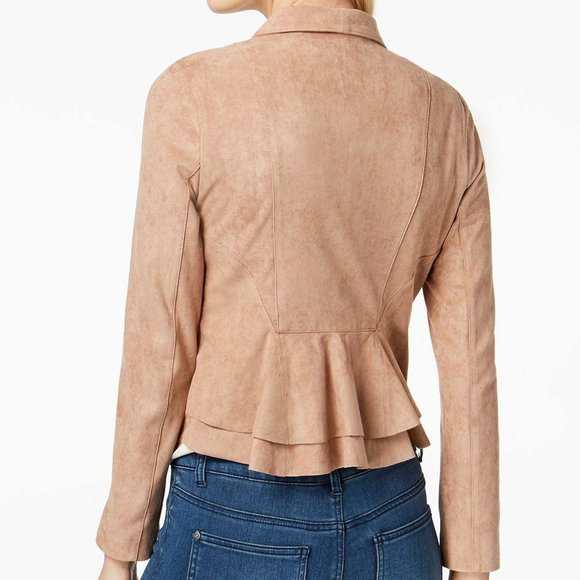 BCBGeneration Faux-Suede Lace-Up Moto Jacket - Picture 7 of 8